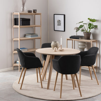 Townsville Round Dining Table in White and Oak – FTG, view 3
