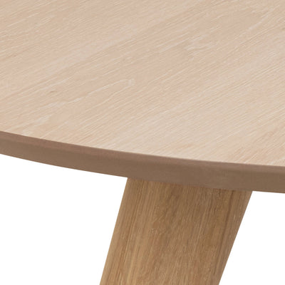 Townsville Round Dining Table in White and Oak Included 4 Batilda Dining Chairs with Grey Fabric and Oak – FTG, view 5