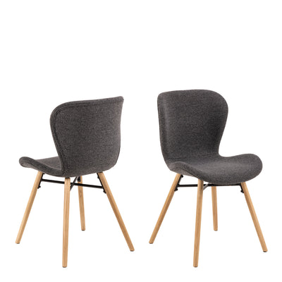 Townsville Round Dining Table in White and Oak Included 4 Batilda Dining Chairs with Grey Fabric and Oak – FTG, view 6