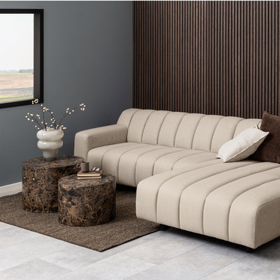 Dice Round Coffee Table Set of 2 in Brown Marble and Delhi Rough Paper – FTG, view 3