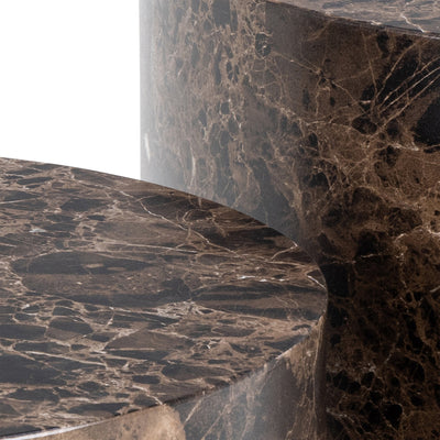 Dice Round Coffee Table Set of 2 in Brown Marble and Delhi Rough Paper – FTG, view 6