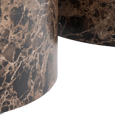 Dice Round Coffee Table Set of 2 in Brown Marble and Delhi Rough Paper – FTG, view 7