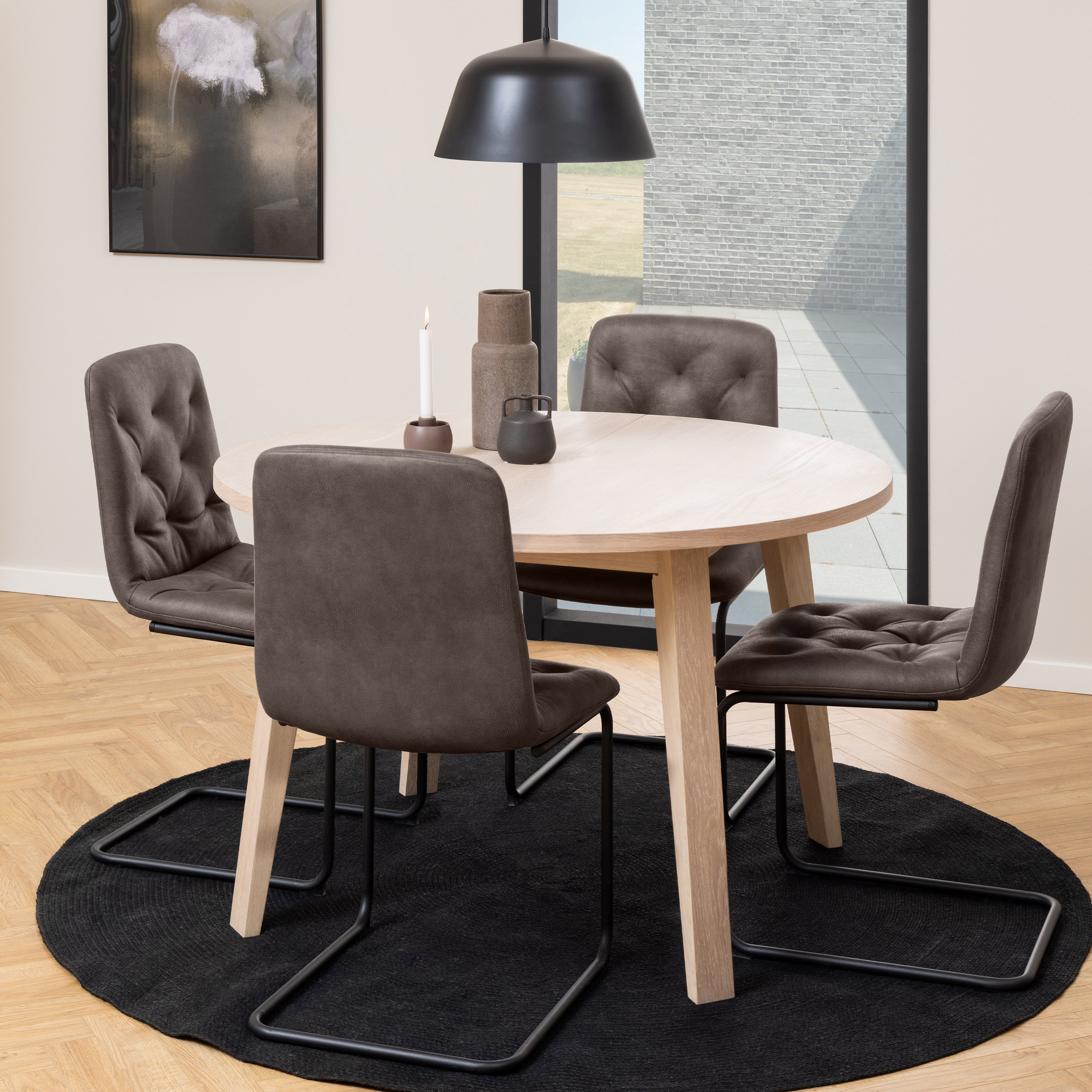 A-Line Round Dining Table in White Oak – FTG, view 3