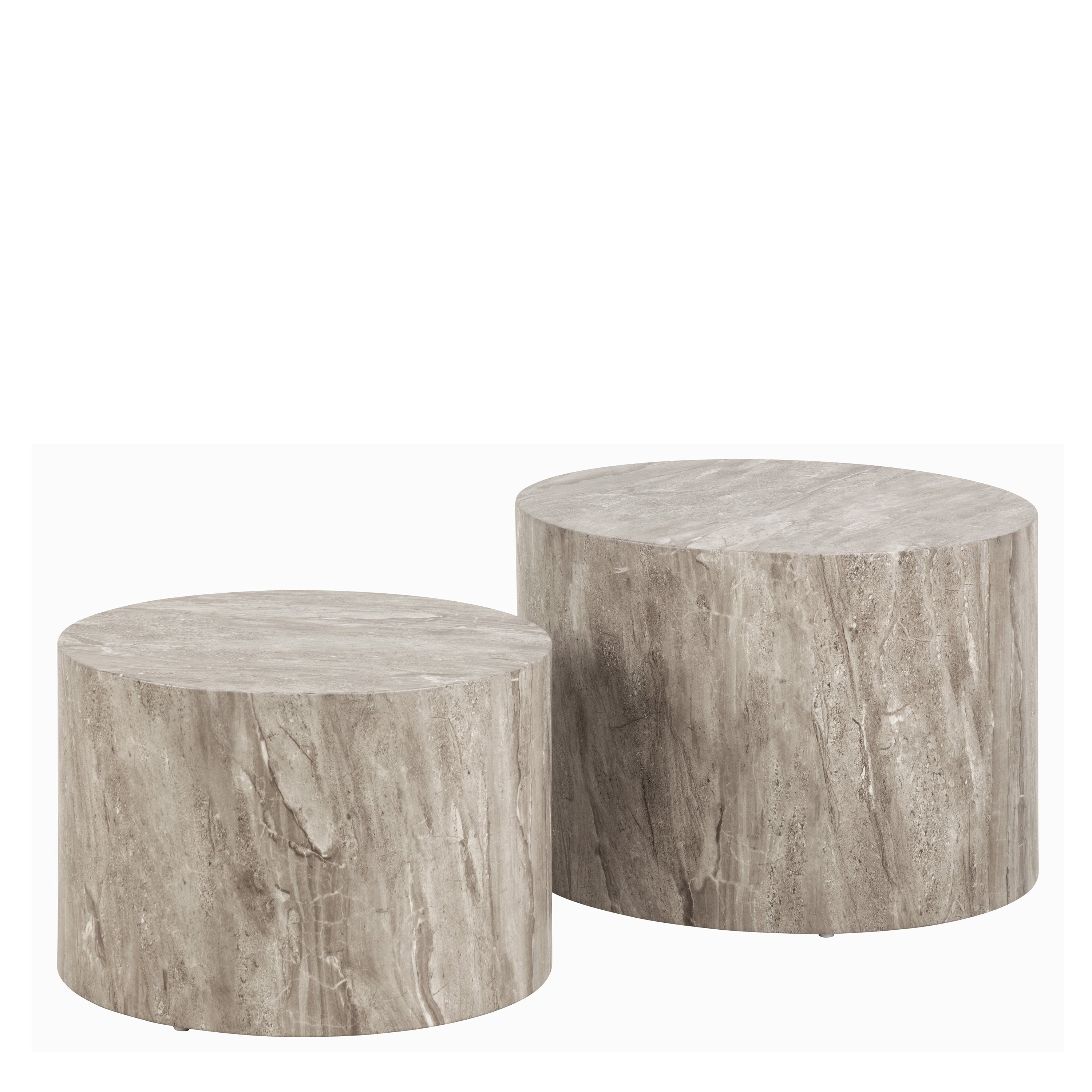 Dice Round Coffee Table Set in Grey Marble – FTG