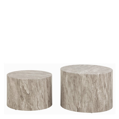 Dice Round Coffee Table Set in Grey Marble – FTG, view 2