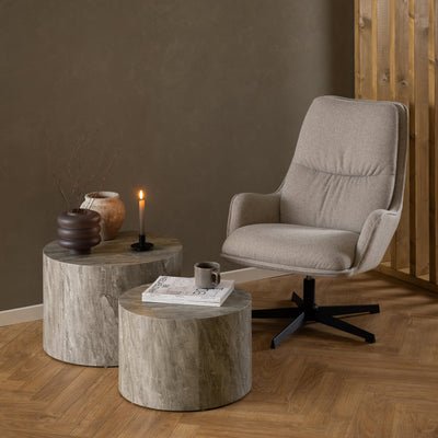 Dice Round Coffee Table Set in Grey Marble – FTG, view 3