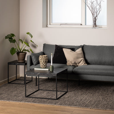 Barossa Coffee Table with Black Marble Marquina Top & Black Steel Base 60cm – FTG, view 3