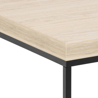 Barossa Coffee Table with Travertine Rough Paper Top & Black Powder Steel Base 40cm – FTG, view 5