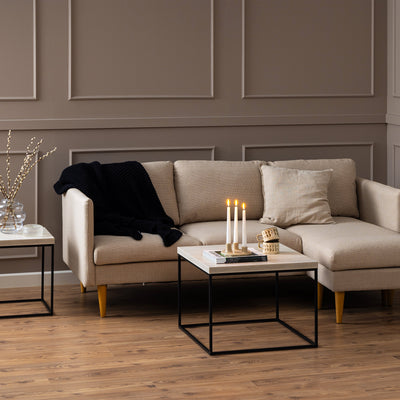 Barossa Coffee Table with Travertine Rough Paper Top & Black Powder Steel Base 60cm – FTG, view 3