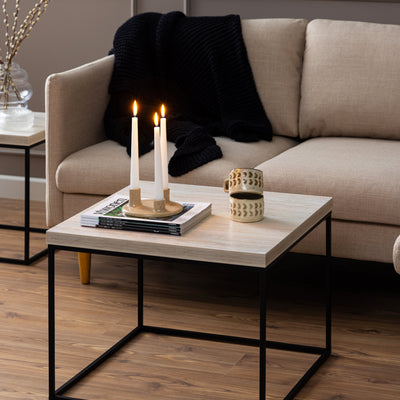 Barossa Coffee Table with Travertine Rough Paper Top & Black Powder Steel Base 60cm – FTG, view 4