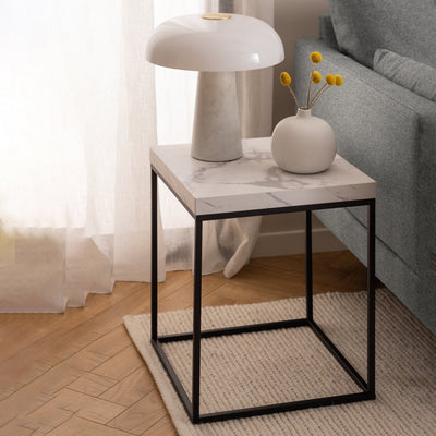 Barossa Coffee Table with White Marble Carrara Top & Black Base 40cm – FTG, view 3
