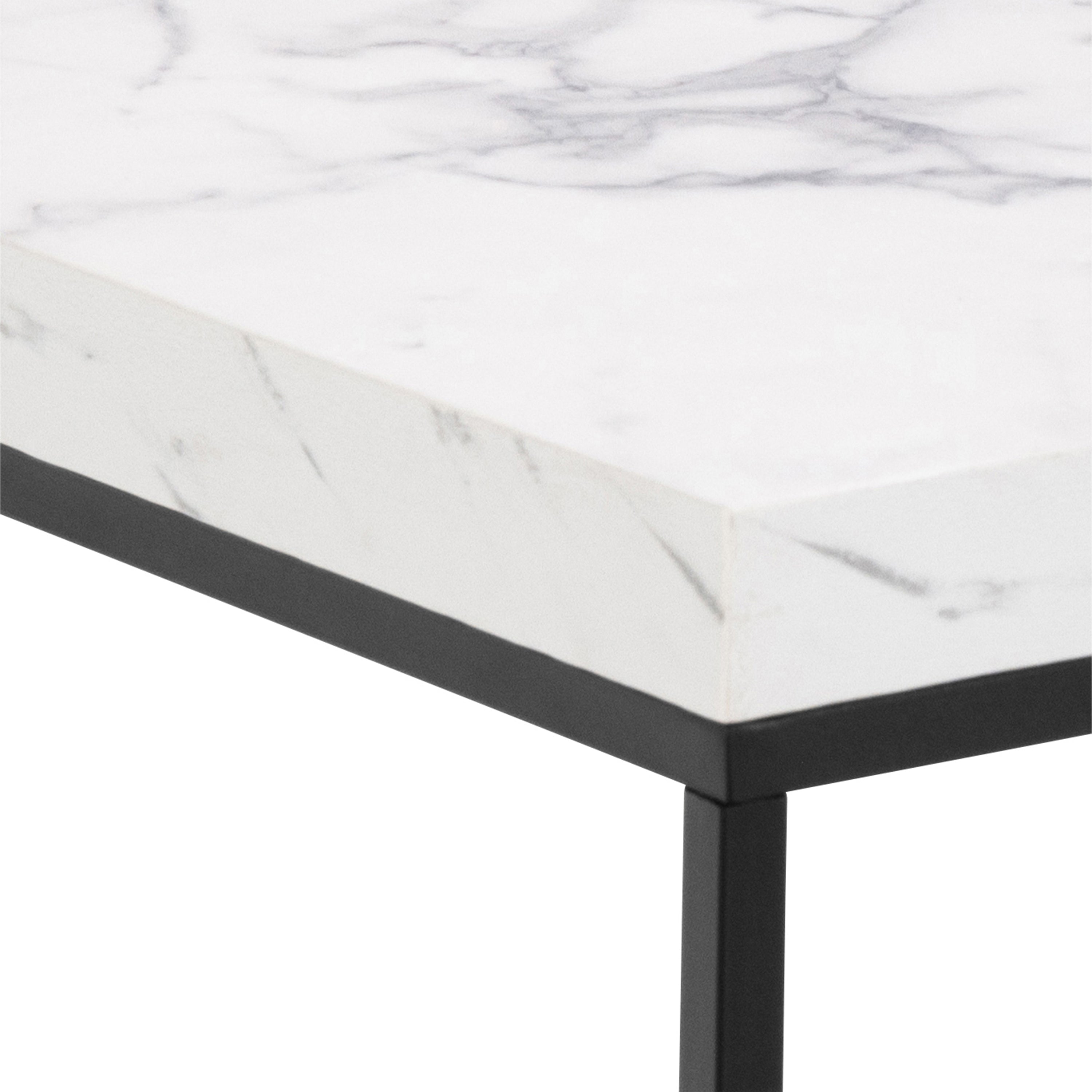 Barossa Coffee Table with White Marble Carrara Top & Black Base 40cm – FTG, view 4