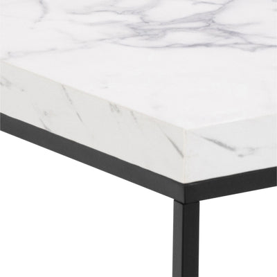 Barossa Coffee Table with White Marble Carrara Top & Black Base 40cm – FTG, view 4