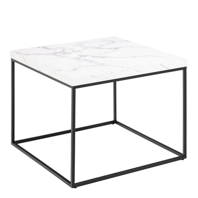 Barossa Coffee Table with White Marble Carrara Top & Black Steel Base 60cm – FTG