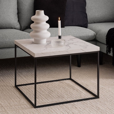 Barossa Coffee Table with White Marble Carrara Top & Black Steel Base 60cm – FTG, view 3