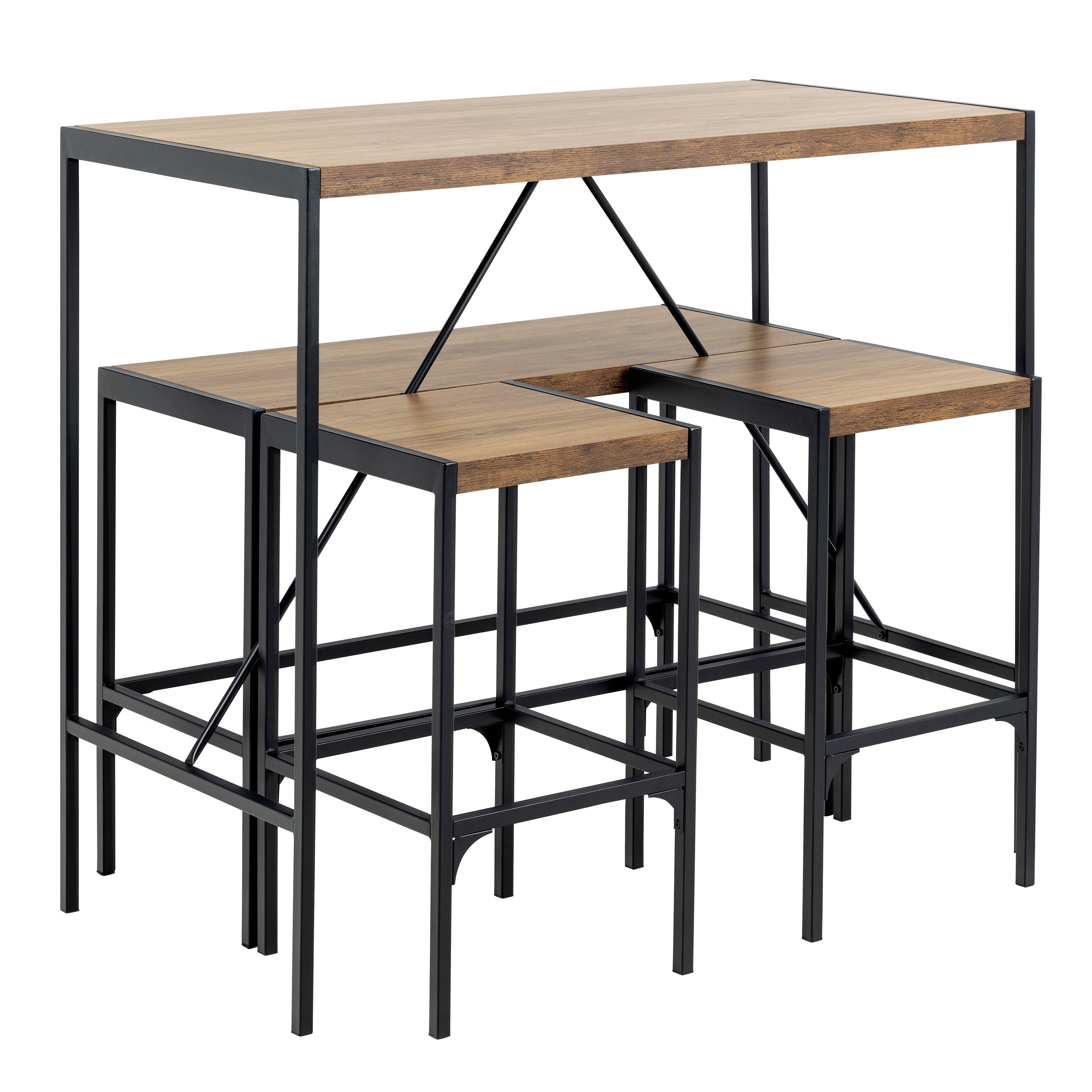 Bahamas Bar Table Set in Black and Oak – FTG, view 3