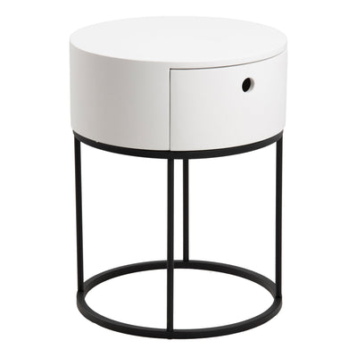 Polo Round Bedside Table in White and Black – FTG