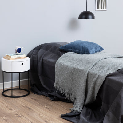 Polo Round Bedside Table in White and Black – FTG, view 4