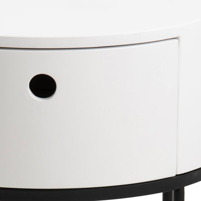 Polo Round Bedside Table in White and Black – FTG, view 5