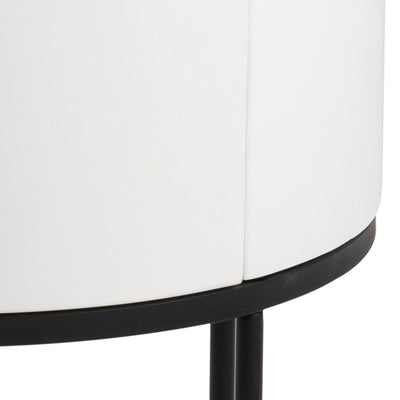Polo Round Bedside Table in White and Black – FTG, view 7