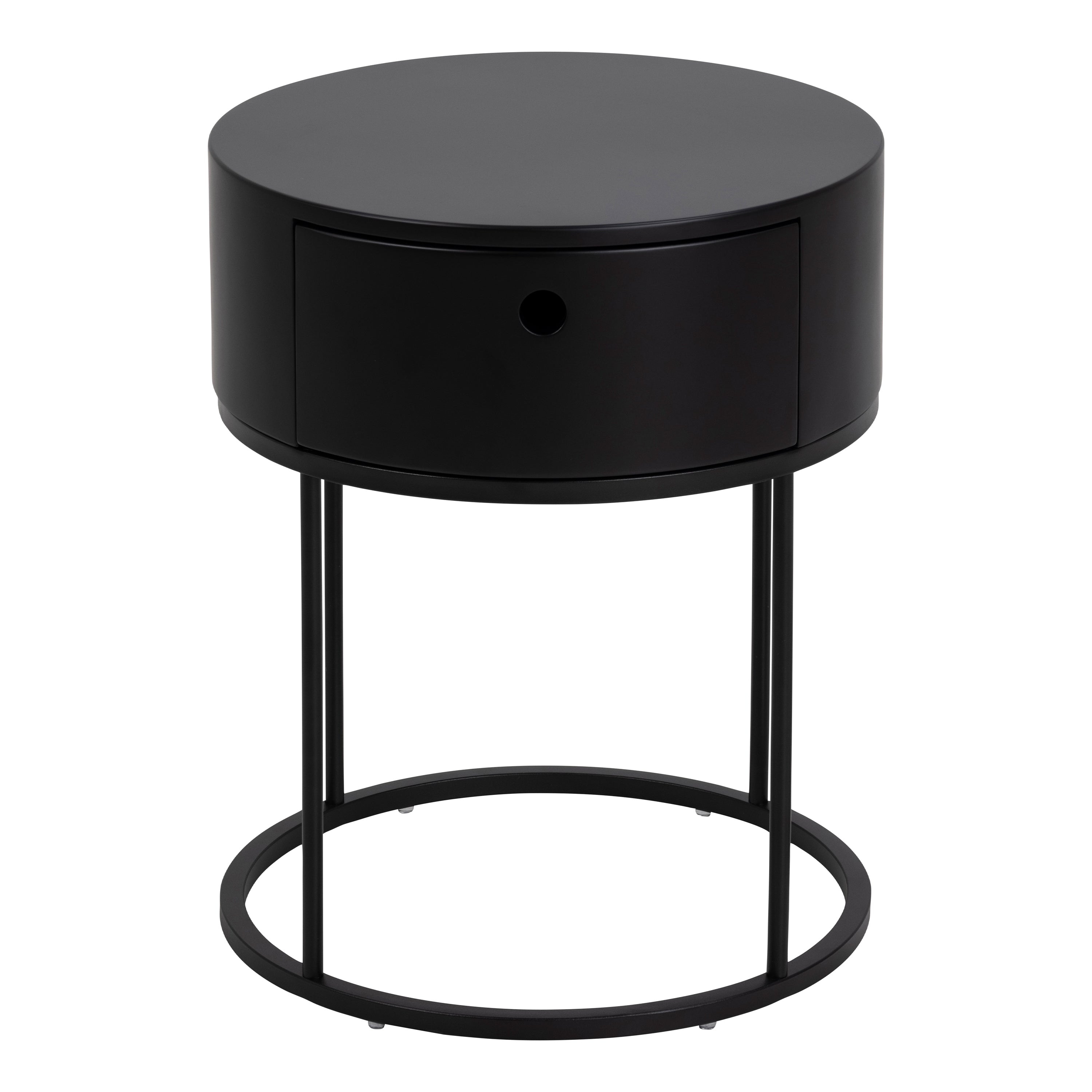 Polo Round Bedside Table in Black – FTG, view 2