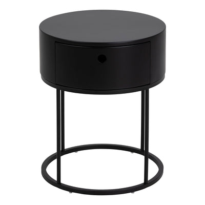 Polo Round Bedside Table in Black – FTG, view 2