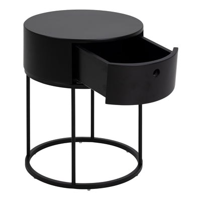 Polo Round Bedside Table in Black – FTG, view 3
