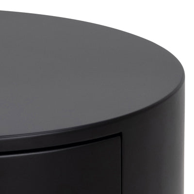 Polo Round Bedside Table in Black – FTG, view 5
