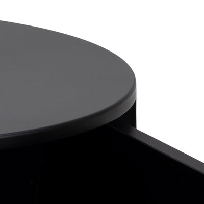 Polo Round Bedside Table in Black – FTG, view 6