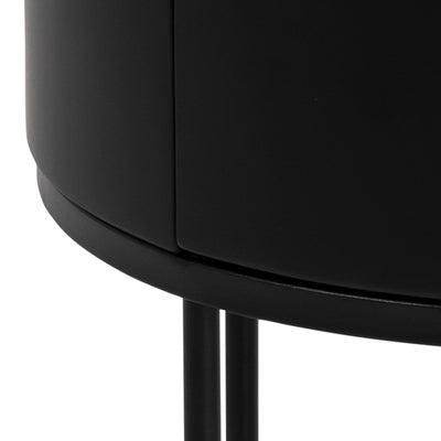 Polo Round Bedside Table in Black – FTG, view 7