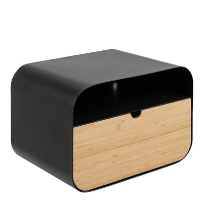 Joliet Wallmounted Bedside Table in Black and Bamboo – FTG