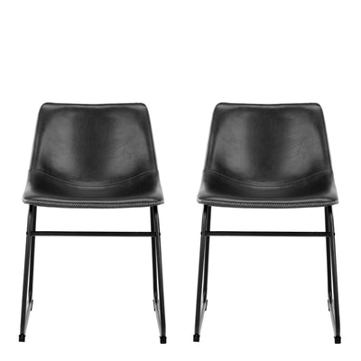I_Oregon Dining Chair In Black with Cream Stitching, Set of 2. – FTG, view 2