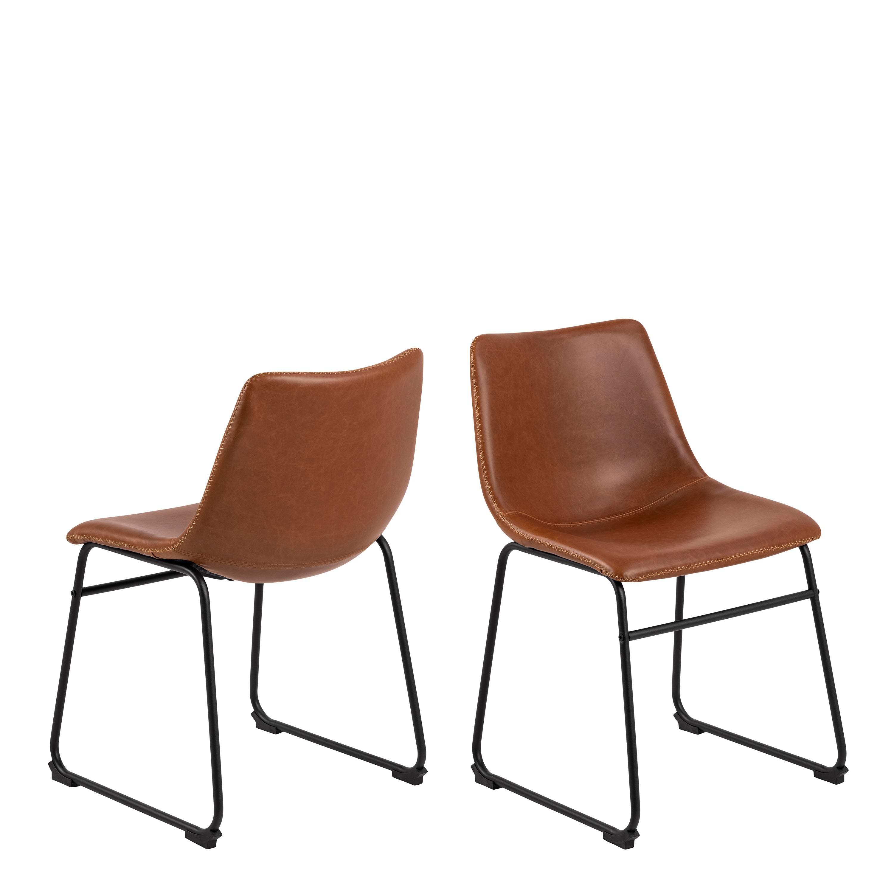 I_Oregon Dining Chair In Brown with Cream Stitching Set of 2. – FTG
