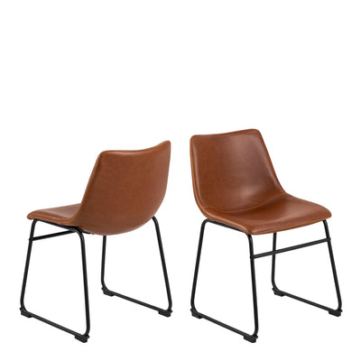 I_Oregon Dining Chair In Brown with Cream Stitching Set of 2. – FTG