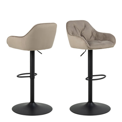 Brooke Swivel Bar Stool with Height Adjustable Function in Beige Set of 2 – FTG