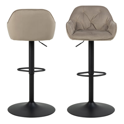 Brooke Swivel Bar Stool with Height Adjustable Function in Beige Set of 2 – FTG, view 2