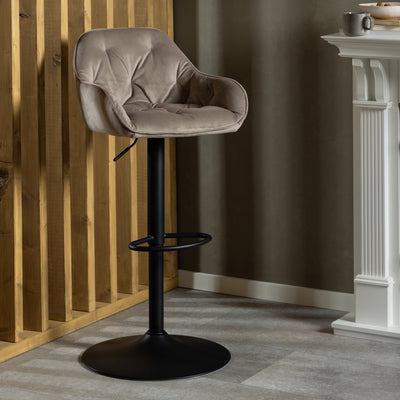 Brooke Swivel Bar Stool with Height Adjustable Function in Beige Set of 2 – FTG, view 4