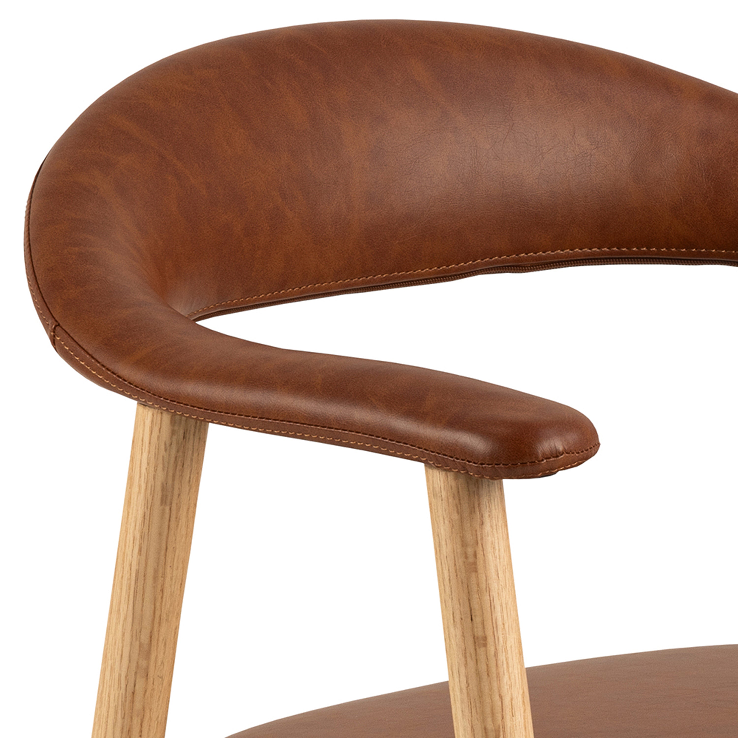 Addi Dining Chair With Armrest in PU Retro Brandy Set of 2 – FTG, view 5