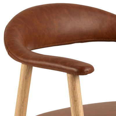 Addi Dining Chair With Armrest in PU Retro Brandy Set of 2 – FTG, view 5