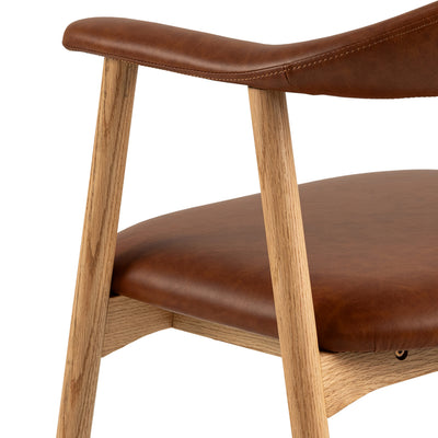 Addi Dining Chair With Armrest in PU Retro Brandy Set of 2 – FTG, view 6