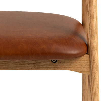 Addi Dining Chair With Armrest in PU Retro Brandy Set of 2 – FTG, view 7