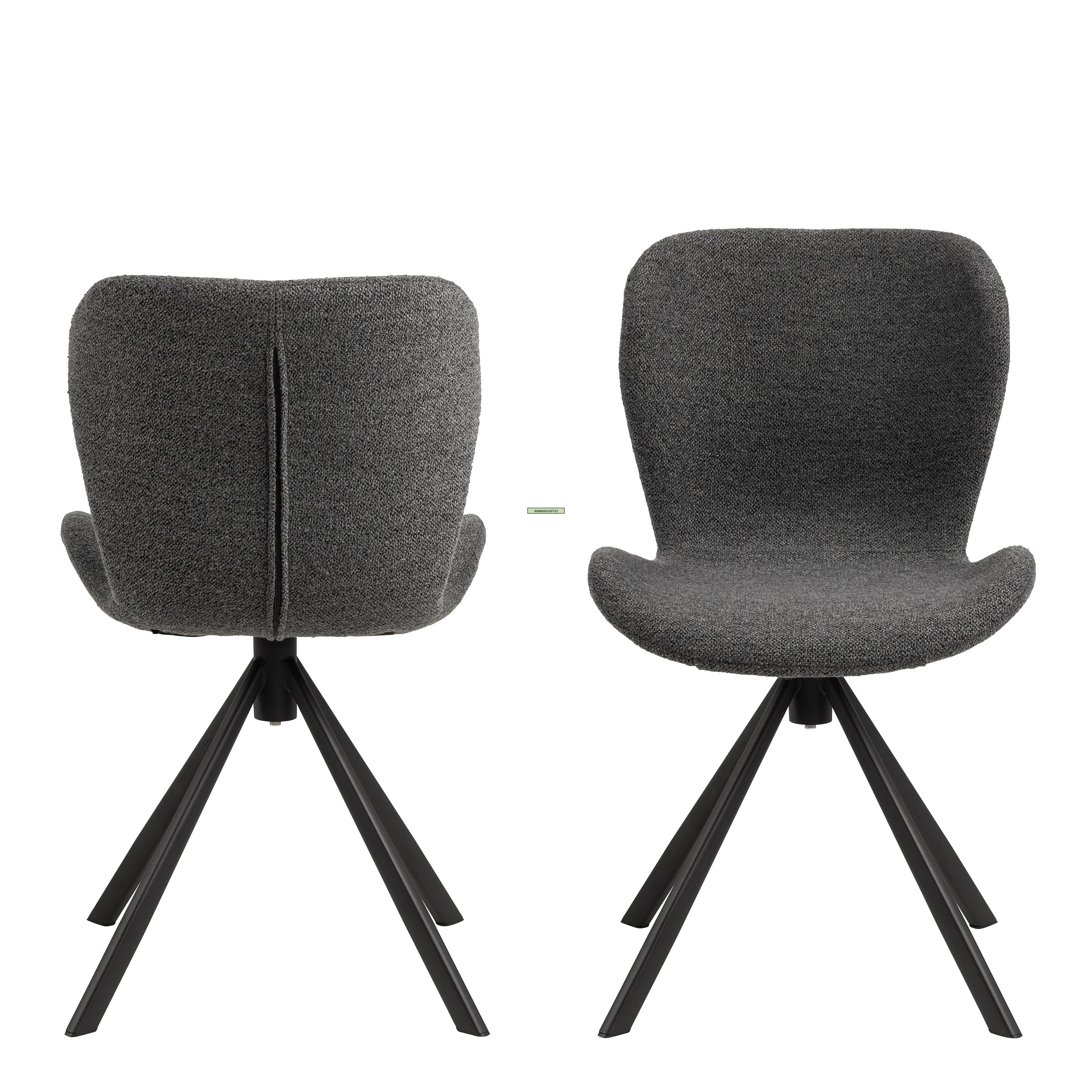 Batilda Swivel Dining Chairs in Grey Fabic Set of 2 – FTG, view 2