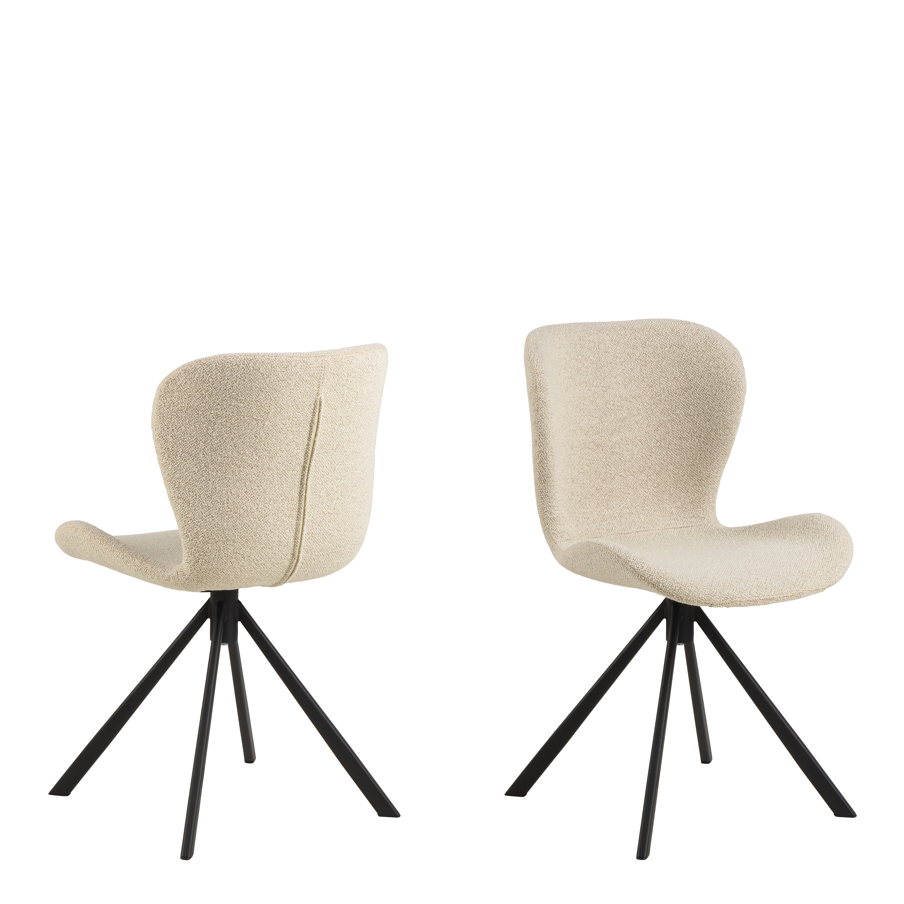 Batilda Swivel Dining Chairs in Cream Fabic Set of 2 – FTG