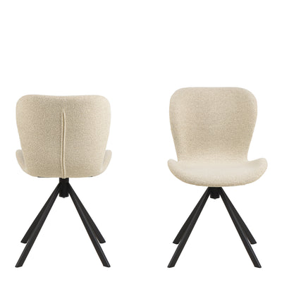 Batilda Swivel Dining Chairs in Cream Fabic Set of 2 – FTG, view 2