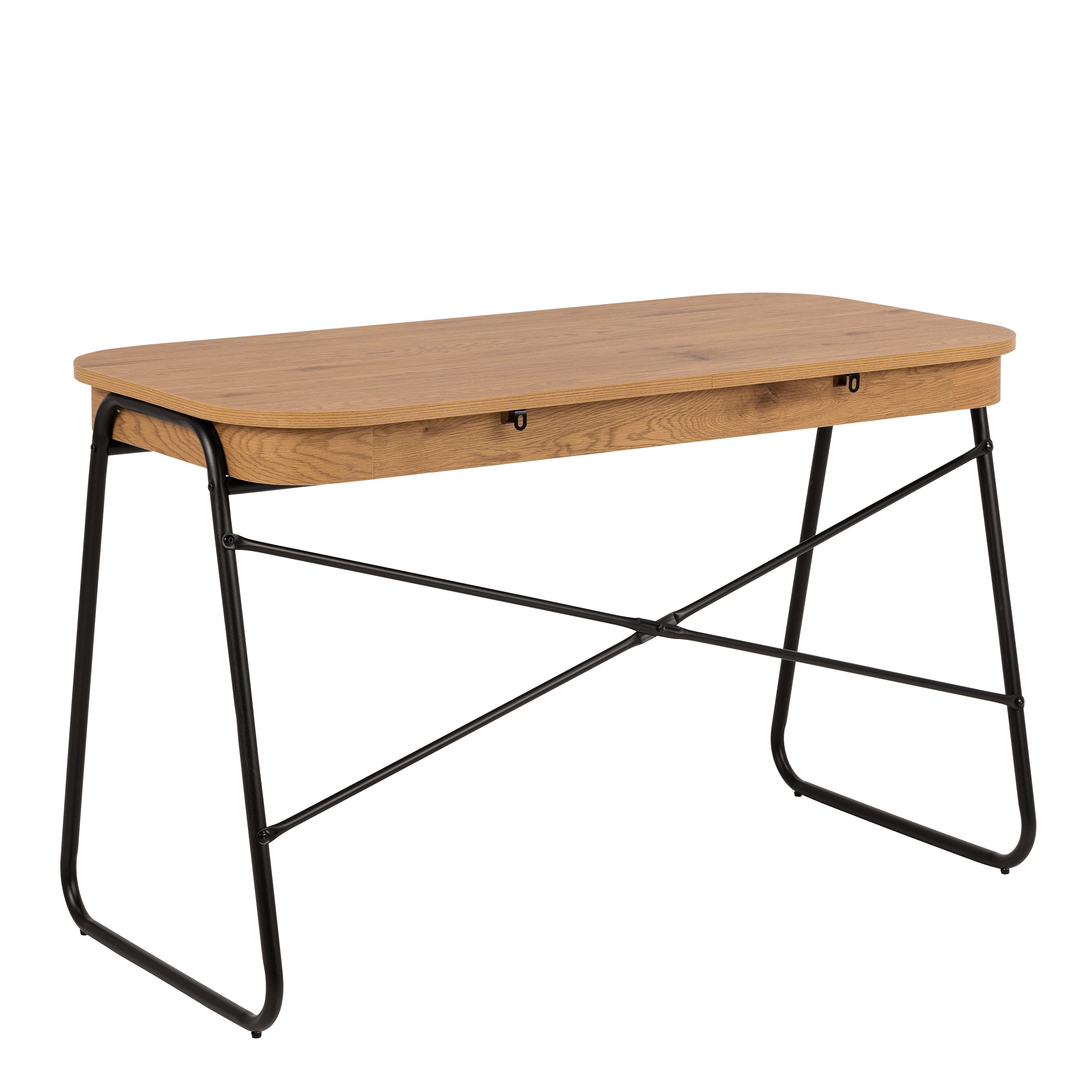 Blueton Office Desk with 2 Drawers in Black and Oak – FTG, view 3