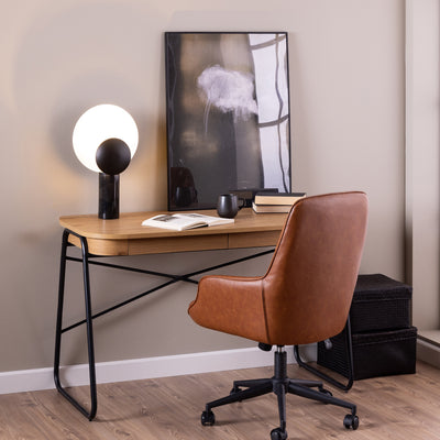 Blueton Office Desk with 2 Drawers in Black and Oak – FTG, view 5
