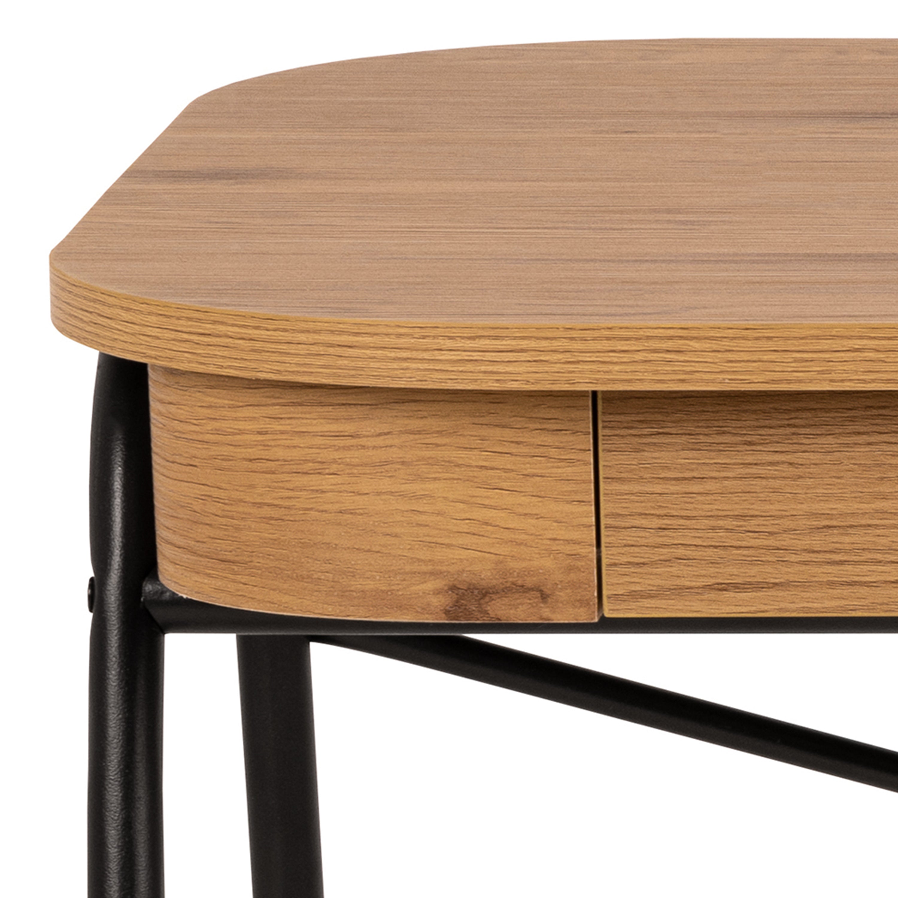 Blueton Office Desk with 2 Drawers in Black and Oak – FTG, view 8