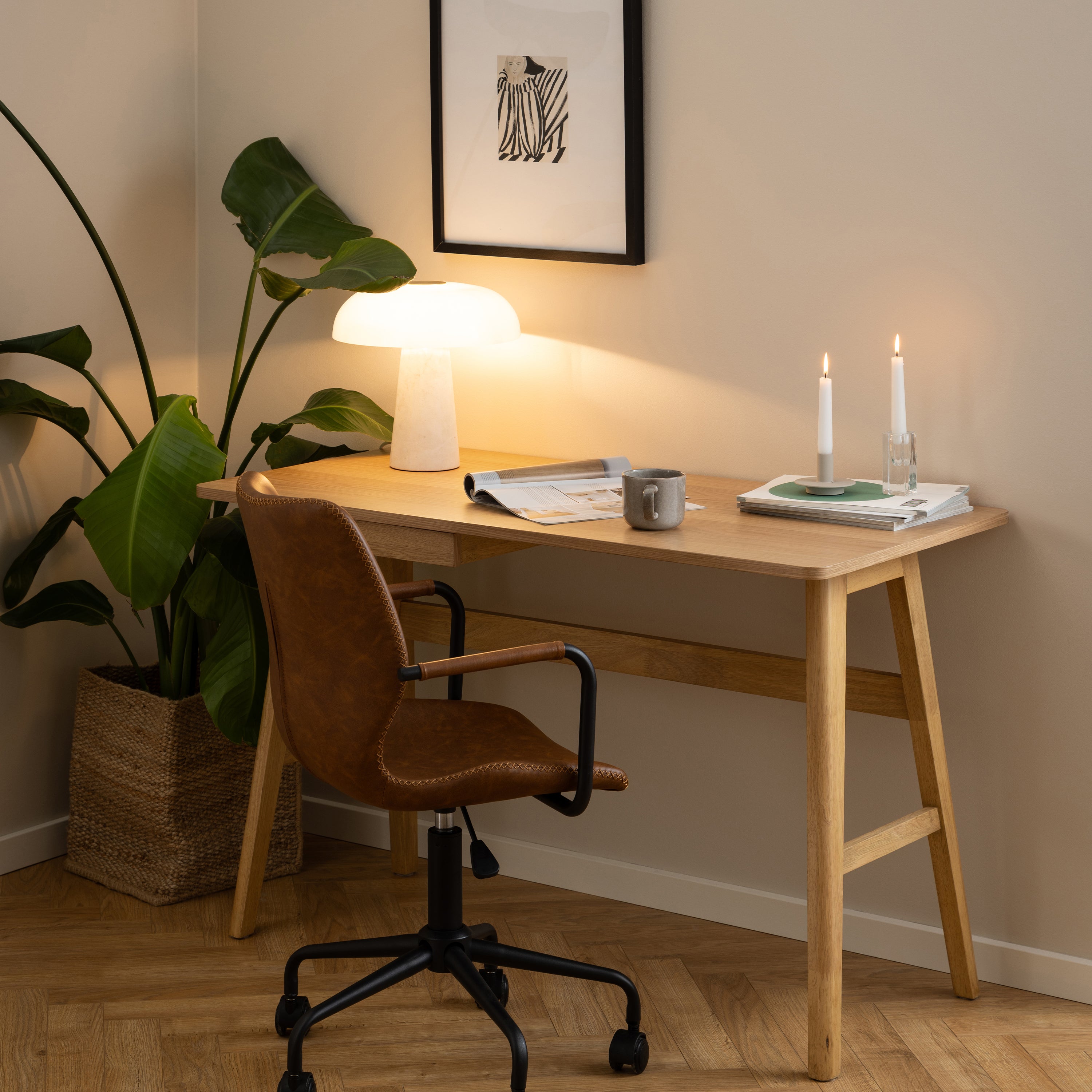 Barnett  Office Desk in Oak – FTG, view 4