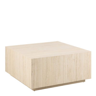 Dice Square Coffee Table in Light Travertine Effect 90x90x42cm – FTG