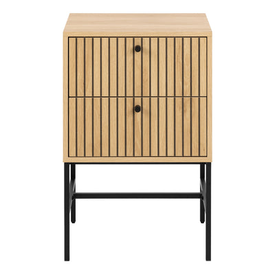 Albany 2 Drawer Bedside Table in Oak/Black Legs – FTG, view 2